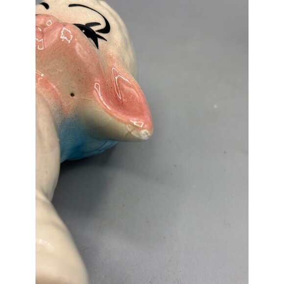 Vtg Set of 2 Ceramic Blue White Lamb Figurines Pair Nursery Decor Baby‎ - Picture 7 of 10